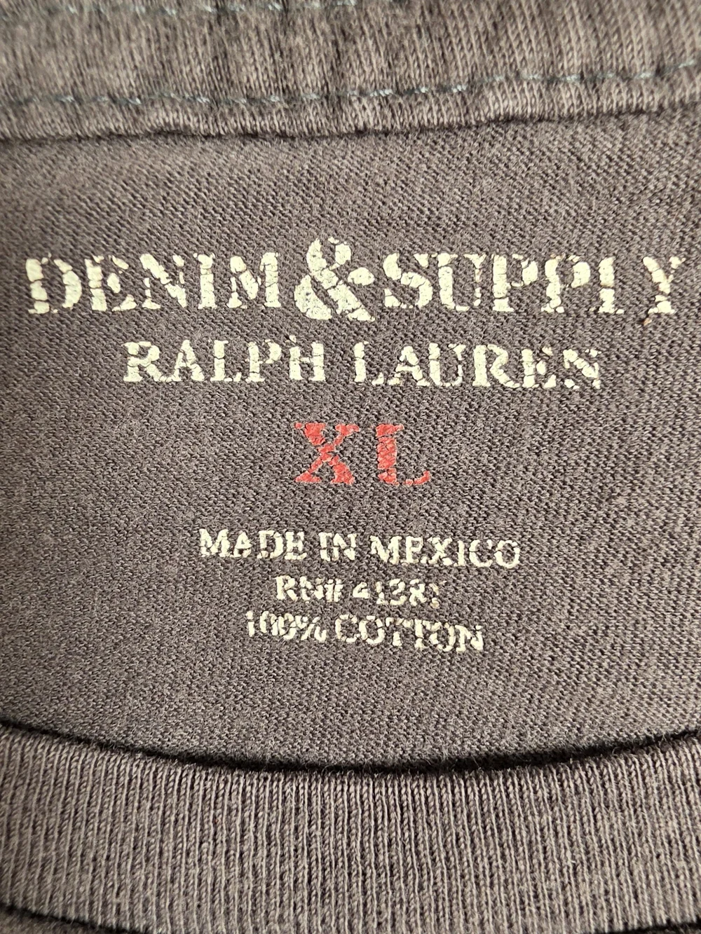 Ralph Lauren Denim & Supply Short Sleeve Graphic Tee - Charcoal with White Print
